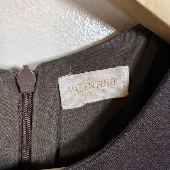 Vintage Valentino Dress Jacket Set Size 44 US 8 Brown Wool Career Business - Picture 10 of 16